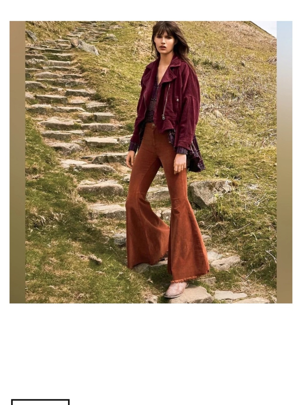 Free People Brown Orange Float On Corduroy Flare Pants - Picture 13 of 13